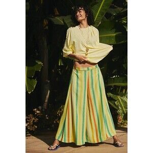 Free People Free-est Vacay Rhythm Striped Print Trousers Pants Wide Leg S 284102